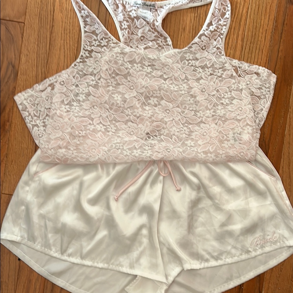 Linea Donatella Pink and Cream Lace Pajama Set